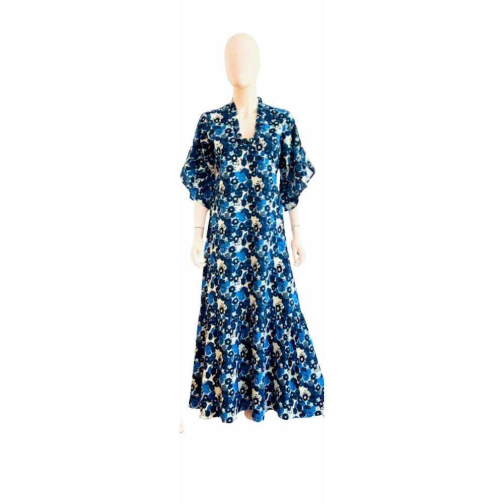 NEW FITZROY & WILLA women's soleil maxi dress in blue poppy